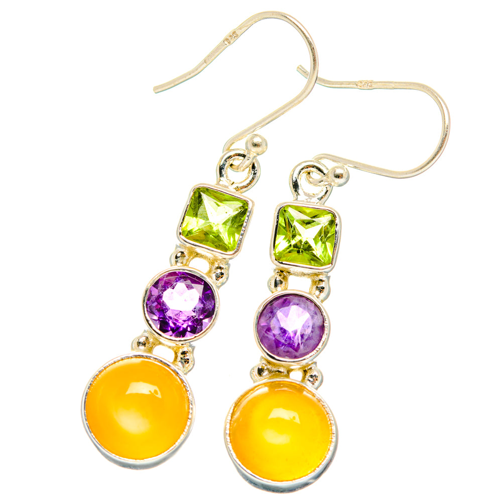 Peach Moonstone Earrings handcrafted by Anasilvercos - EARR427556 - Photo 2