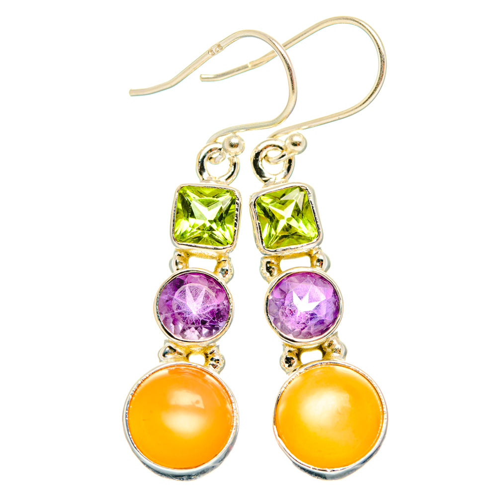 Peach Moonstone Earrings handcrafted by Anasilvercos - EARR427565 - Photo 2