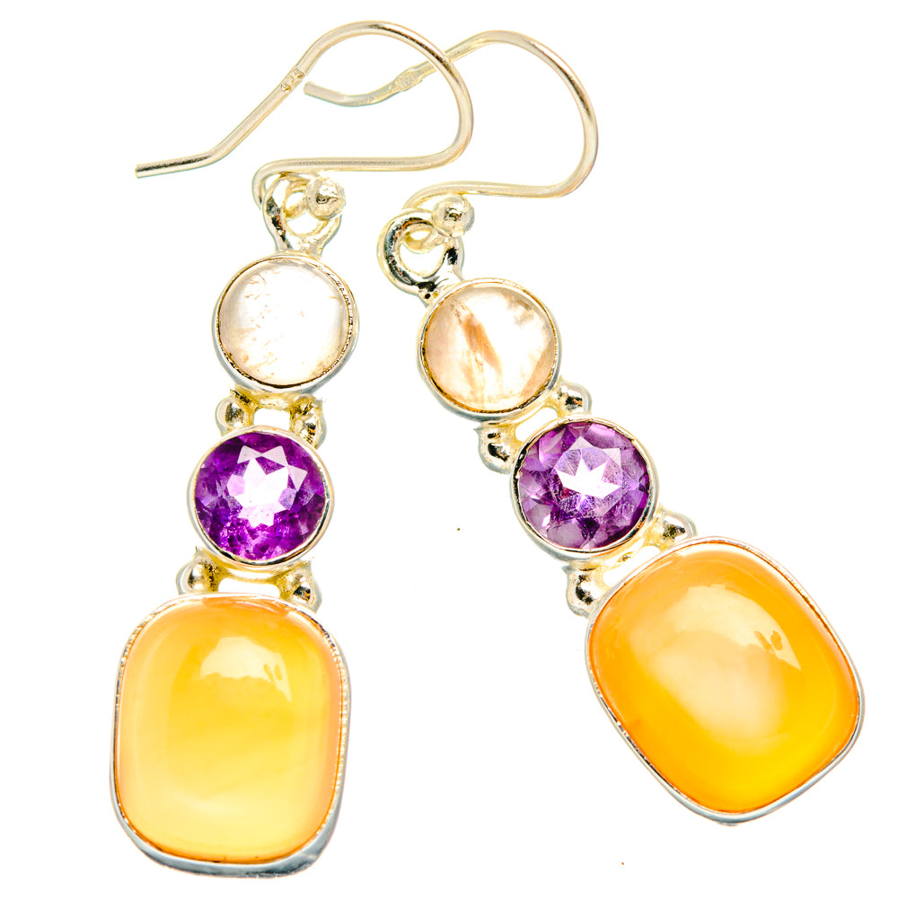 Peach Moonstone Earrings handcrafted by Anasilvercos - EARR427569 - Photo 2