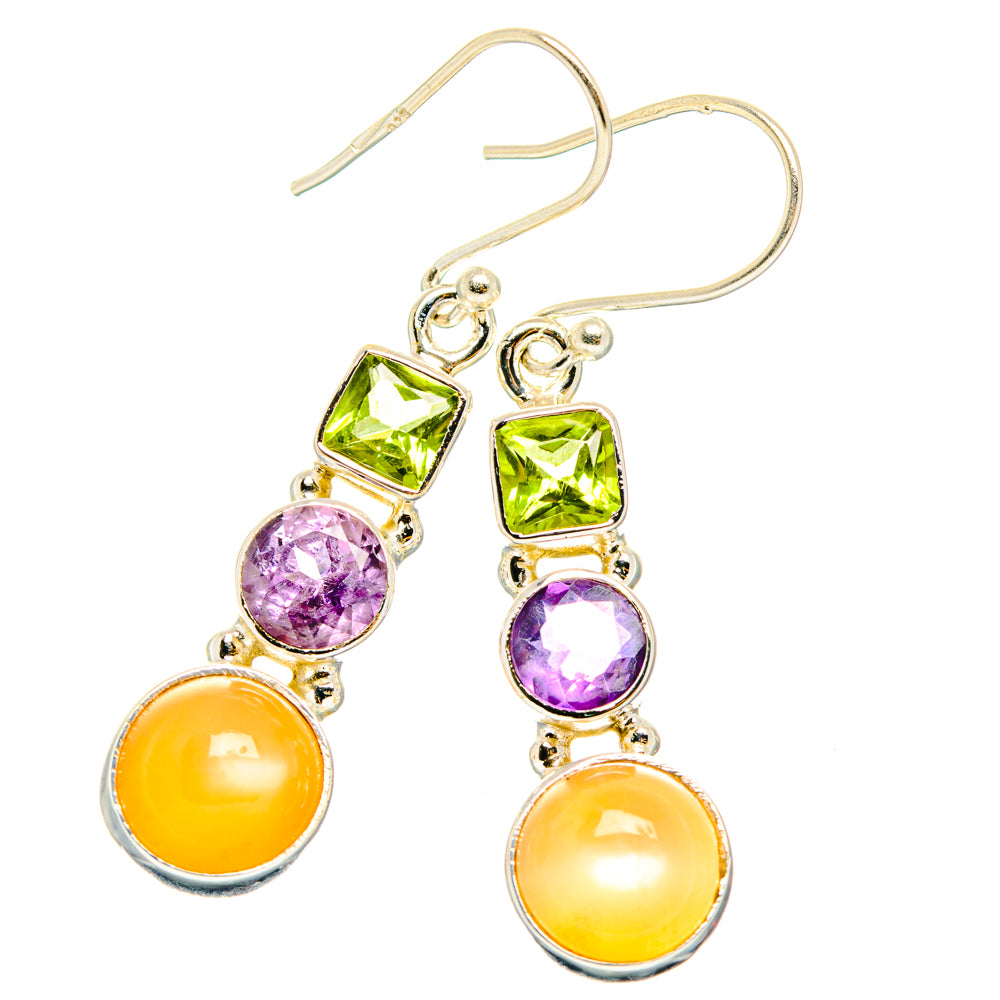 Peach Moonstone Earrings handcrafted by Anasilvercos - EARR427590 - Photo 2