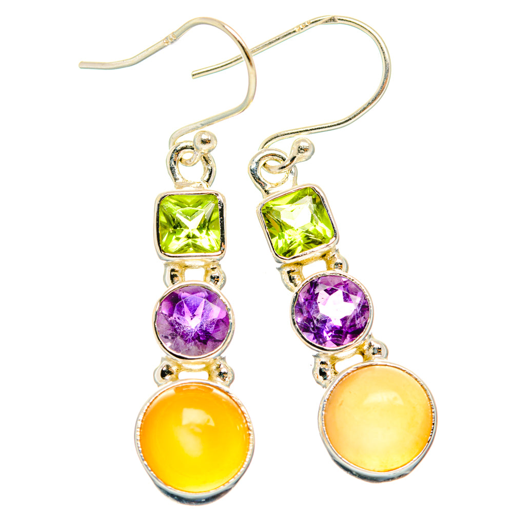 Peach Moonstone Earrings handcrafted by Anasilvercos - EARR427614 - Photo 2
