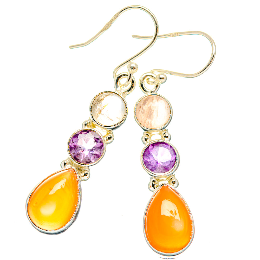 Peach Moonstone Earrings handcrafted by Anasilvercos - EARR427646 - Photo 2