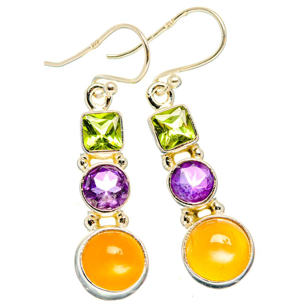 Peach Moonstone Earrings handcrafted by Anasilvercos - EARR427655 - Photo 2