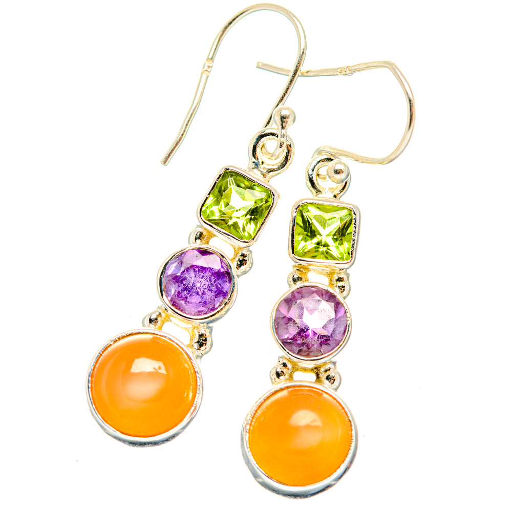 Peach Moonstone Earrings handcrafted by Anasilvercos - EARR427659 - Photo 2