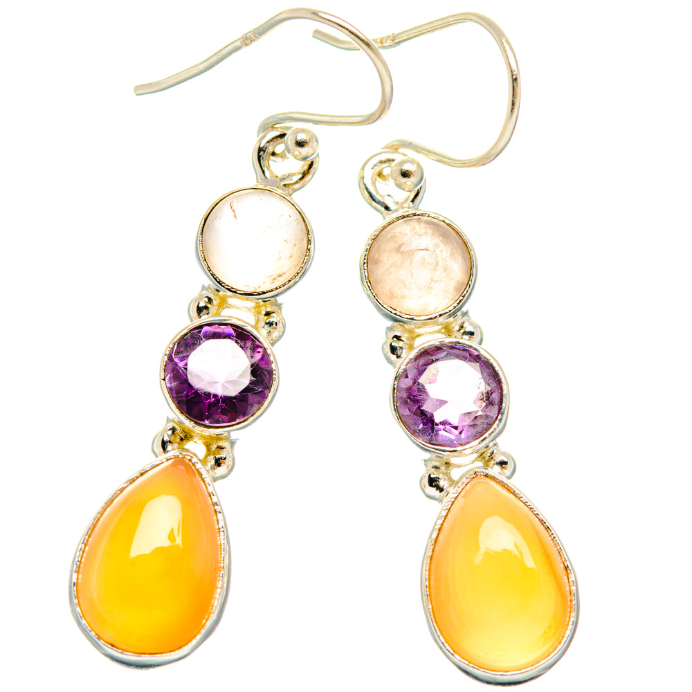 Peach Moonstone Earrings handcrafted by Anasilvercos - EARR427688 - Photo 2