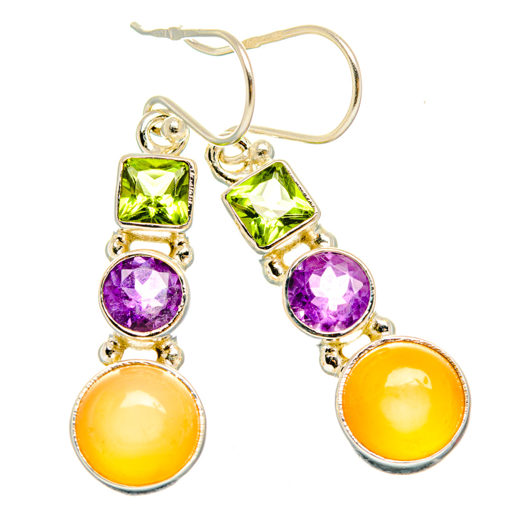 Peach Moonstone Earrings handcrafted by Anasilvercos - EARR427697 - Photo 2