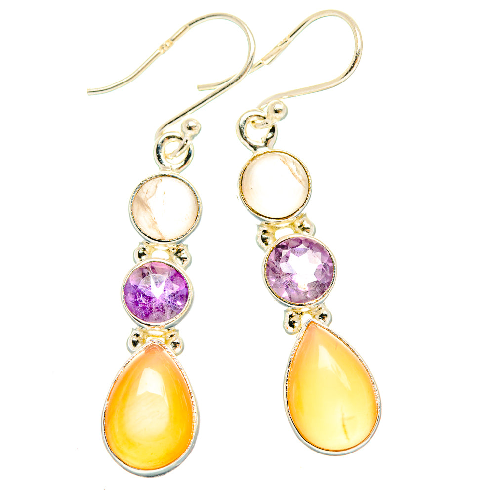 Peach Moonstone Earrings handcrafted by Anasilvercos - EARR427722 - Photo 2