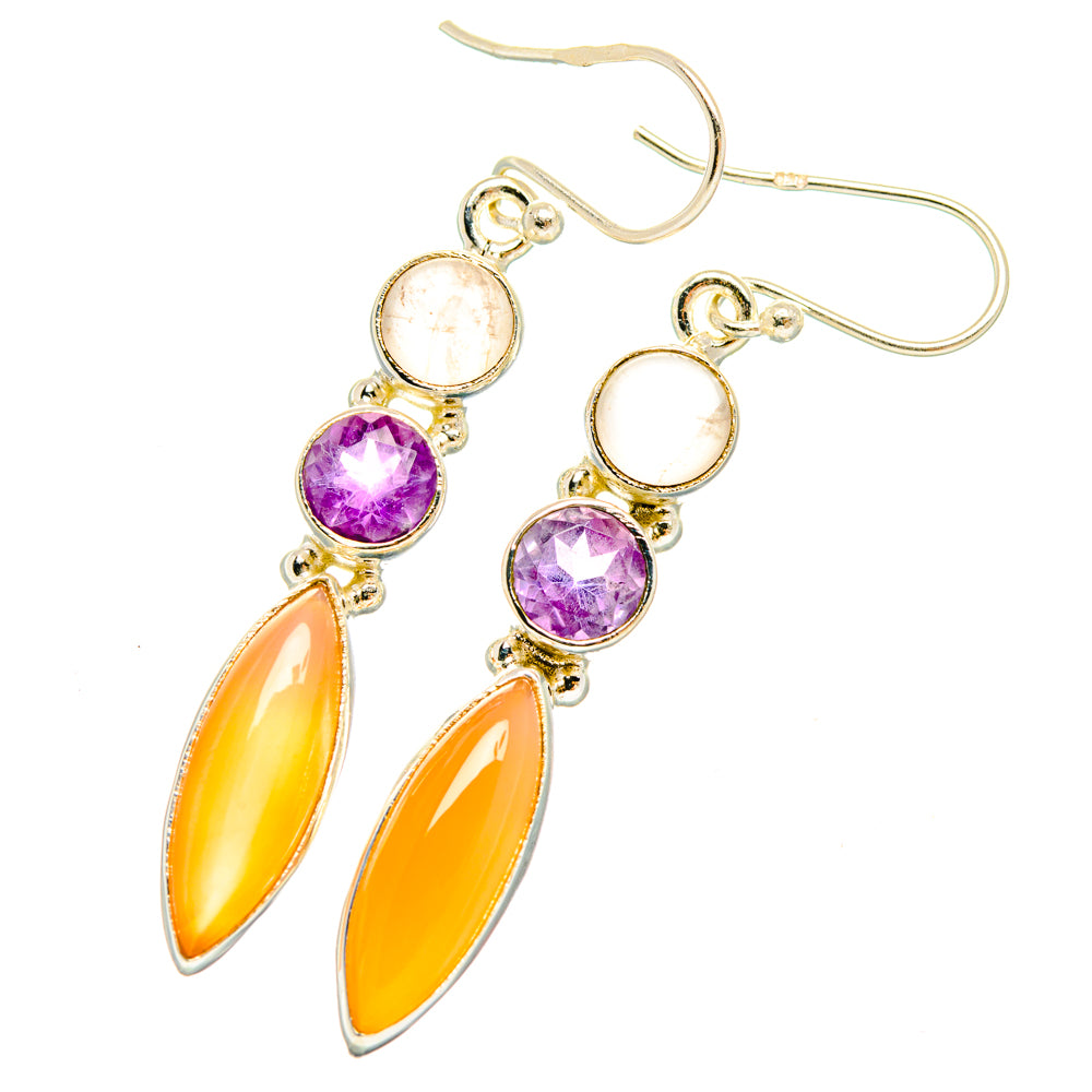 Peach Moonstone Earrings handcrafted by Anasilvercos - EARR427735 - Photo 2