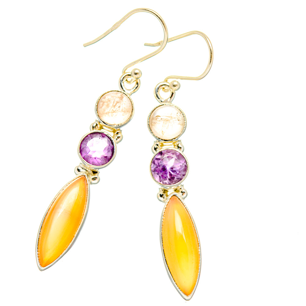 Peach Moonstone Earrings handcrafted by Anasilvercos - EARR427750 - Photo 2