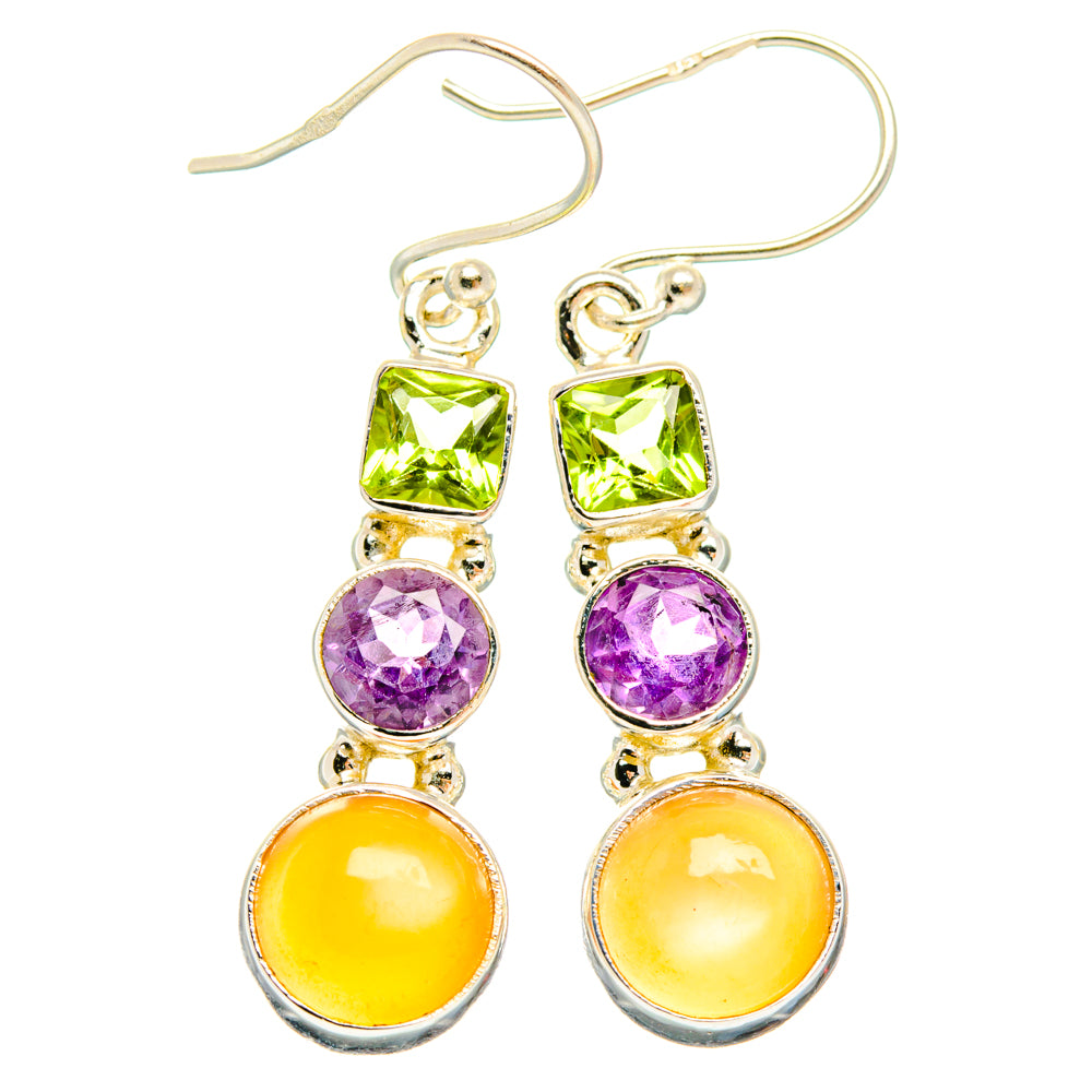 Peach Moonstone Earrings handcrafted by Anasilvercos - EARR427762 - Photo 2