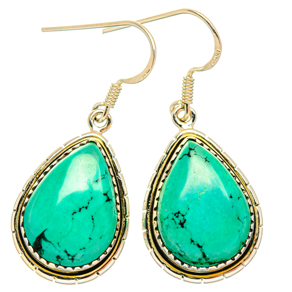 Tibetan Turquoise Earrings handcrafted by Anasilvercos - EARR427806 - Photo 2