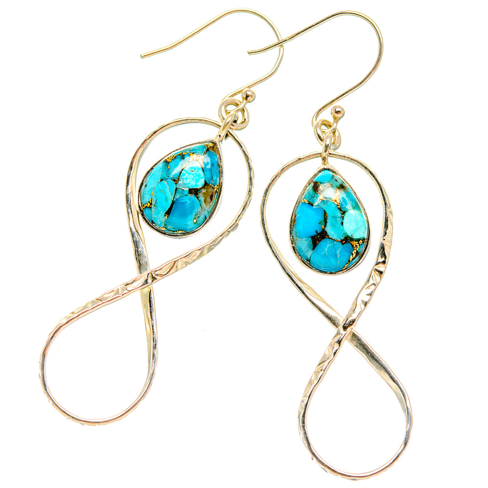 Blue Copper Composite Turquoise Earrings handcrafted by Anasilvercos - EARR427817 - Photo 2
