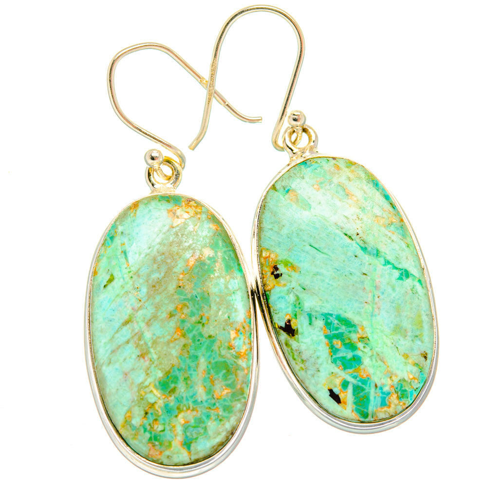 Peruvian Chrysocolla Earrings handcrafted by Anasilvercos - EARR427915 - Photo 2