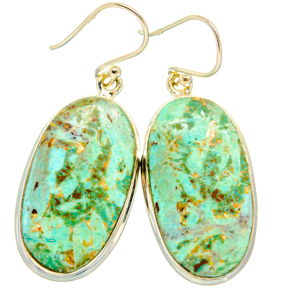 Peruvian Chrysocolla Earrings handcrafted by Anasilvercos - EARR427939 - Photo 2