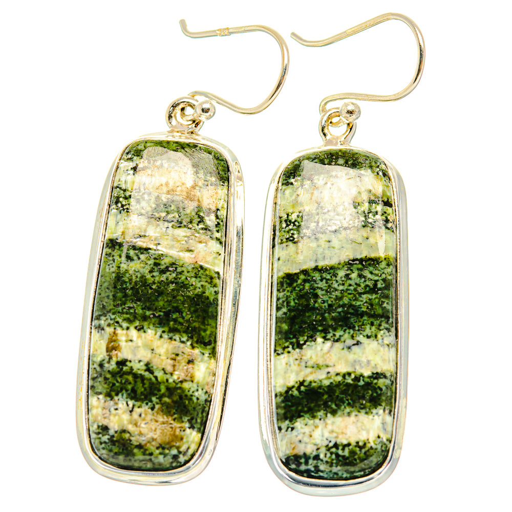Green Vein Jasper Earrings handcrafted by Anasilvercos - EARR428018 - Photo 2