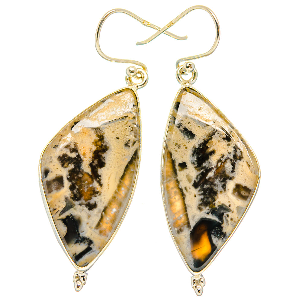 Tiger Dendrite Agate Earrings handcrafted by Anasilvercos - EARR428036 - Photo 2