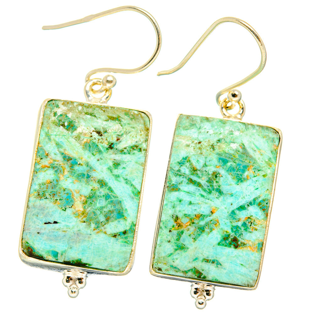 Peruvian Chrysocolla Earrings handcrafted by Anasilvercos - EARR428041 - Photo 2