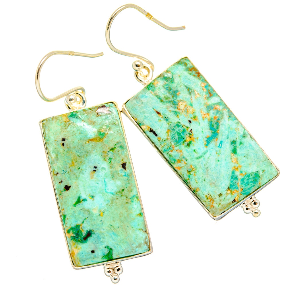 Peruvian Chrysocolla Earrings handcrafted by Anasilvercos - EARR428043 - Photo 2