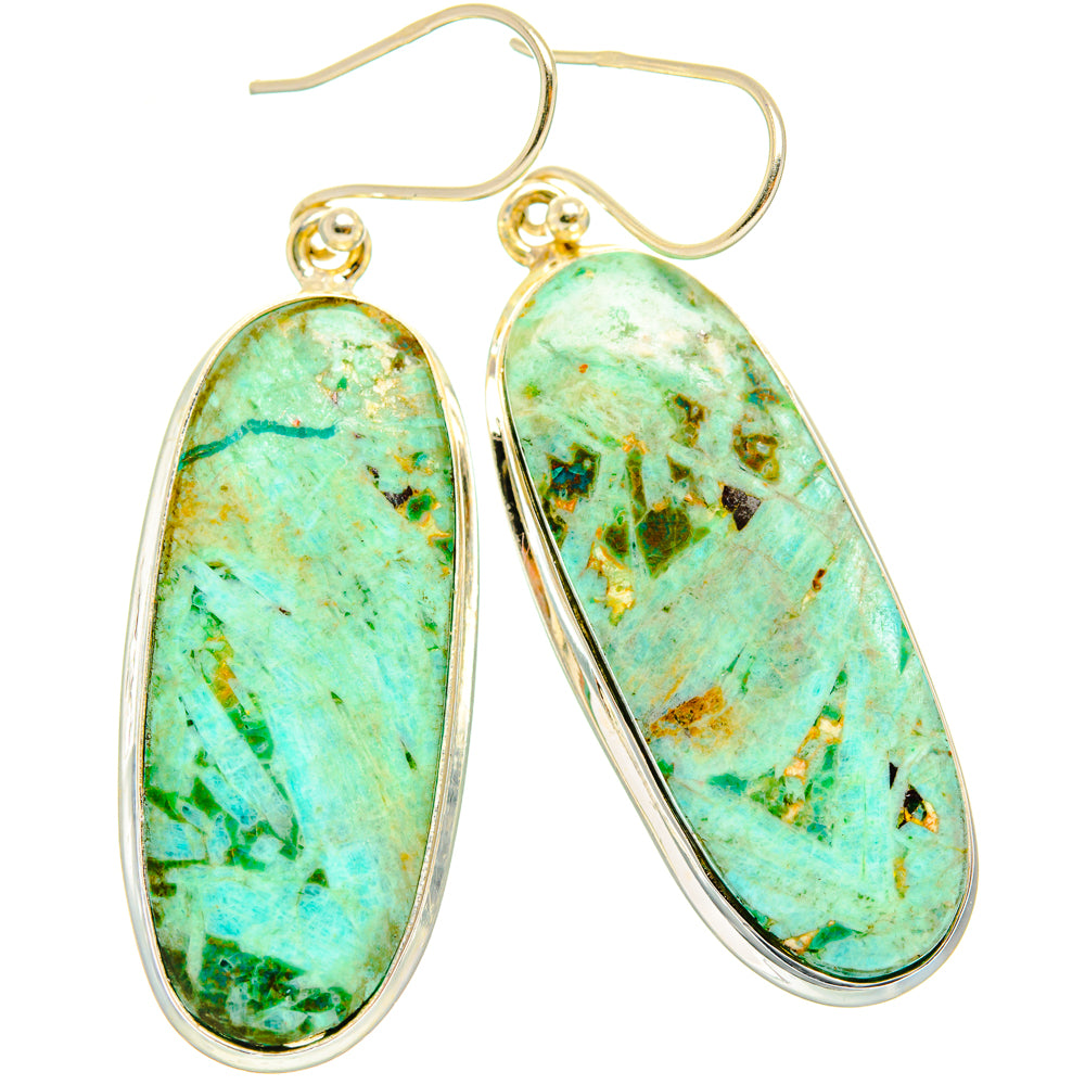 Peruvian Chrysocolla Earrings handcrafted by Anasilvercos - EARR428052 - Photo 2