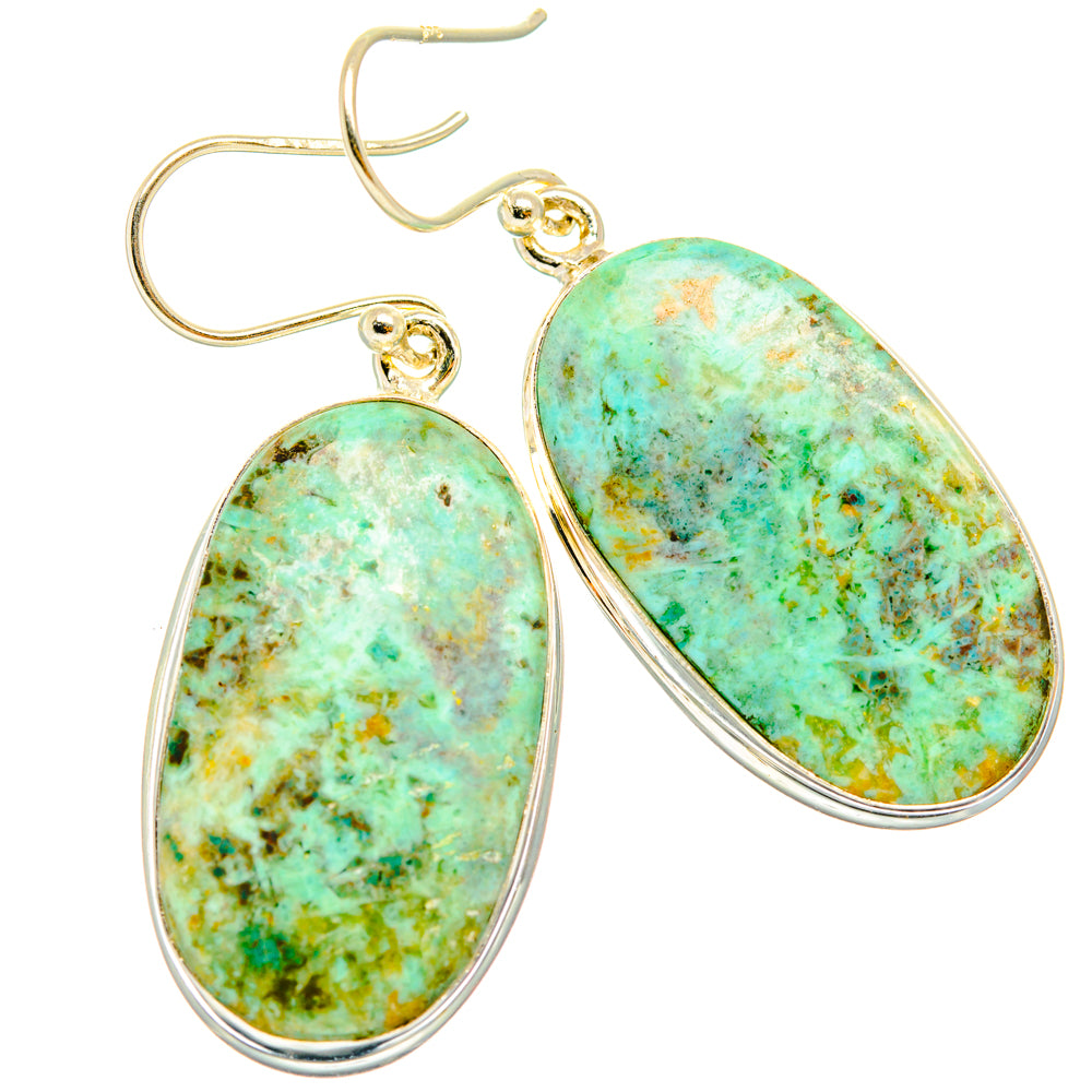 Peruvian Chrysocolla Earrings handcrafted by Anasilvercos - EARR428065 - Photo 2
