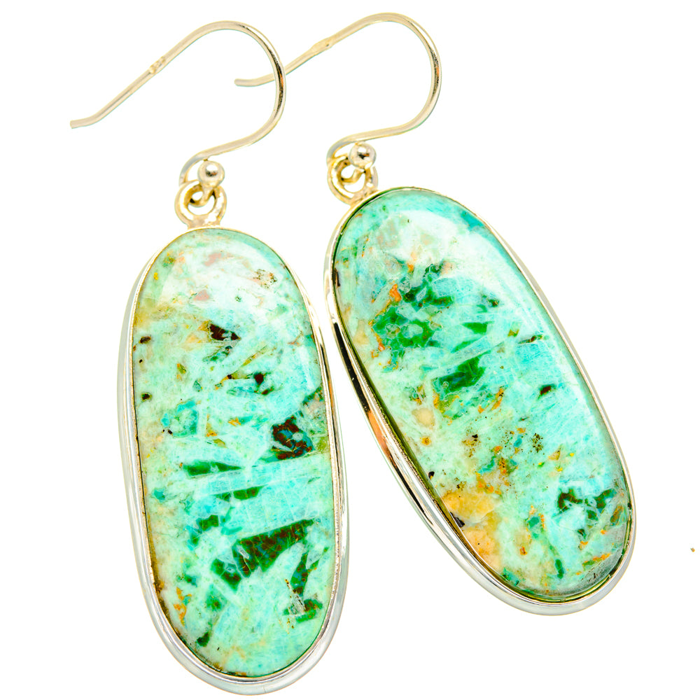 Peruvian Chrysocolla Earrings handcrafted by Anasilvercos - EARR428081 - Photo 2