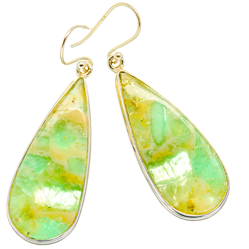 Peruvian Chrysocolla Earrings handcrafted by Anasilvercos - EARR428089 - Photo 2