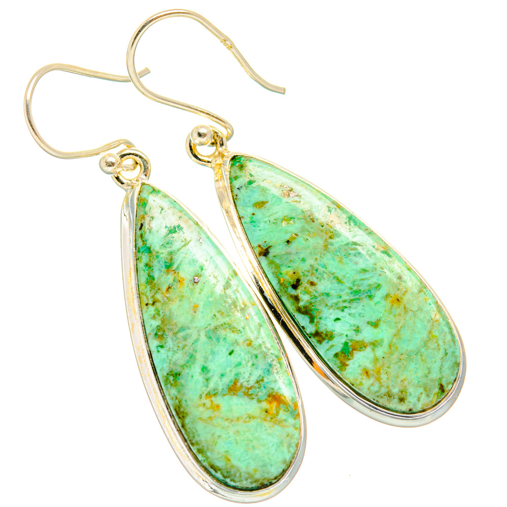Peruvian Chrysocolla Earrings handcrafted by Anasilvercos - EARR428090 - Photo 2