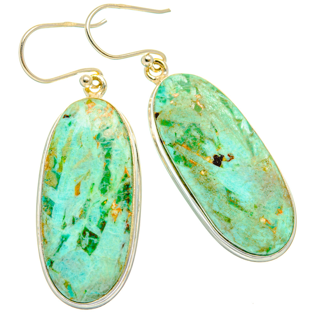 Peruvian Chrysocolla Earrings handcrafted by Anasilvercos - EARR428098 - Photo 2