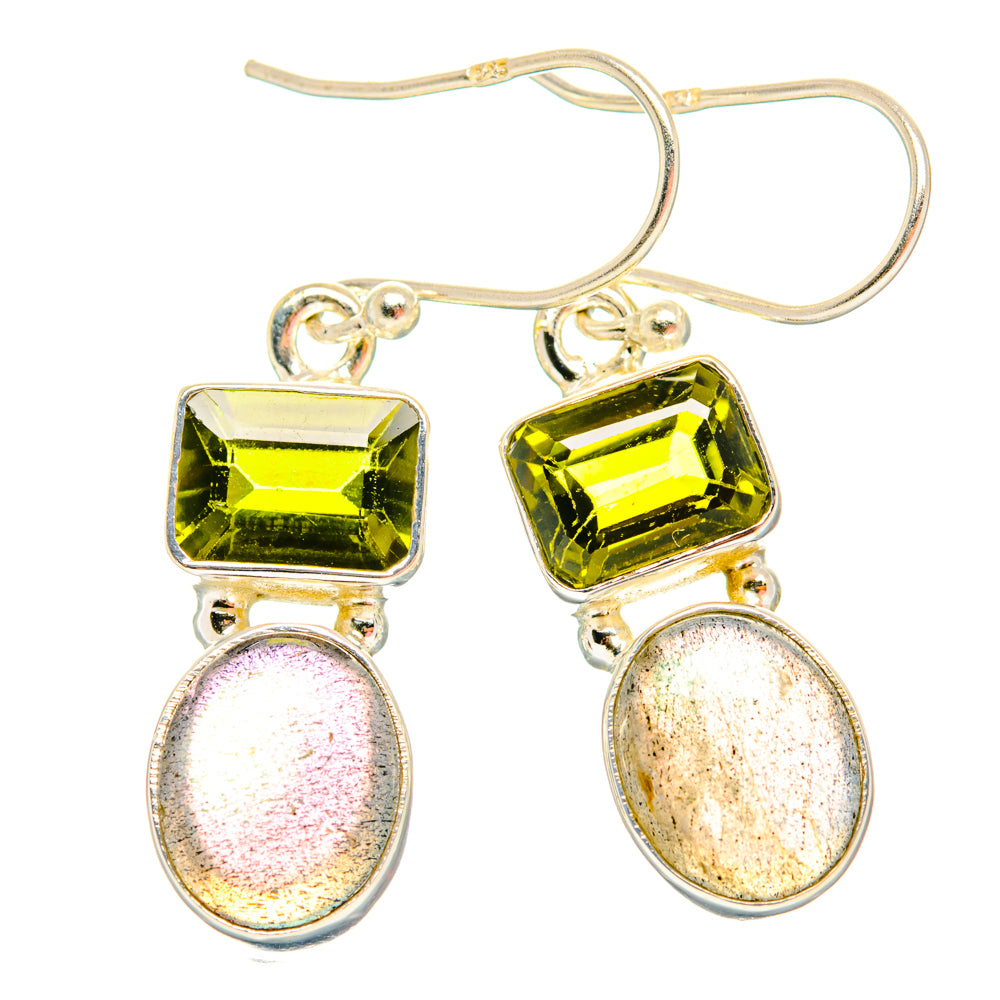 Labradorite, Green Tourmaline Earrings handcrafted by Anasilvercos - EARR428164 - Photo 2