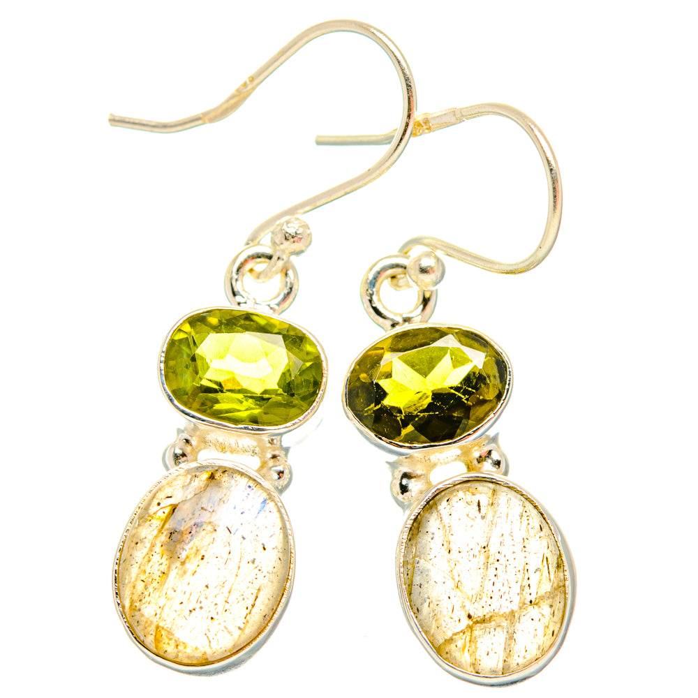 Labradorite, Green Tourmaline Earrings handcrafted by Anasilvercos - EARR428196 - Photo 2