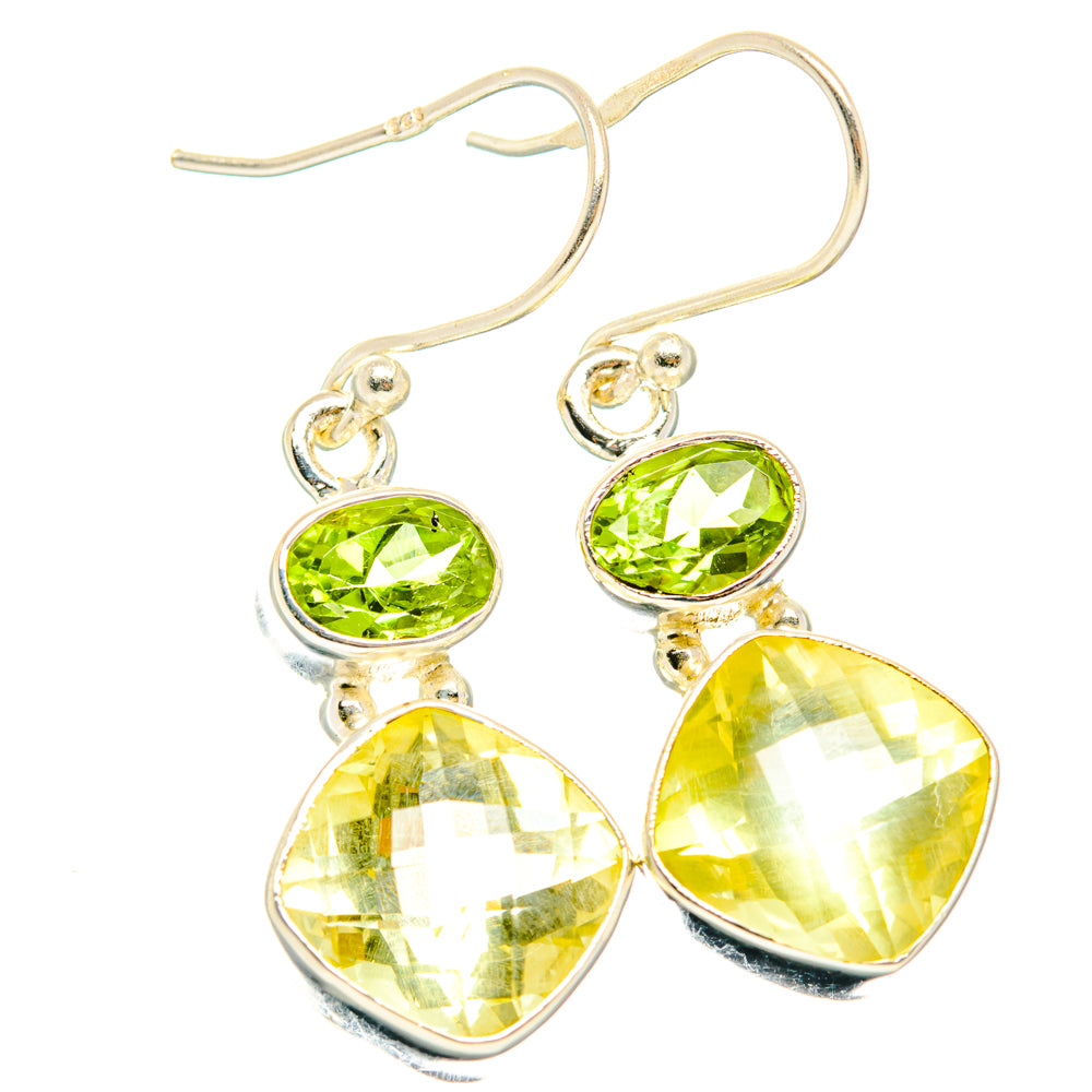Lemon Quartz, Peridot Earrings handcrafted by Anasilvercos - EARR428223 - Photo 2