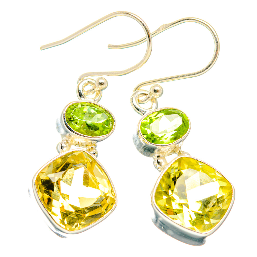 Lemon Quartz, Peridot Earrings handcrafted by Anasilvercos - EARR428234 - Photo 2