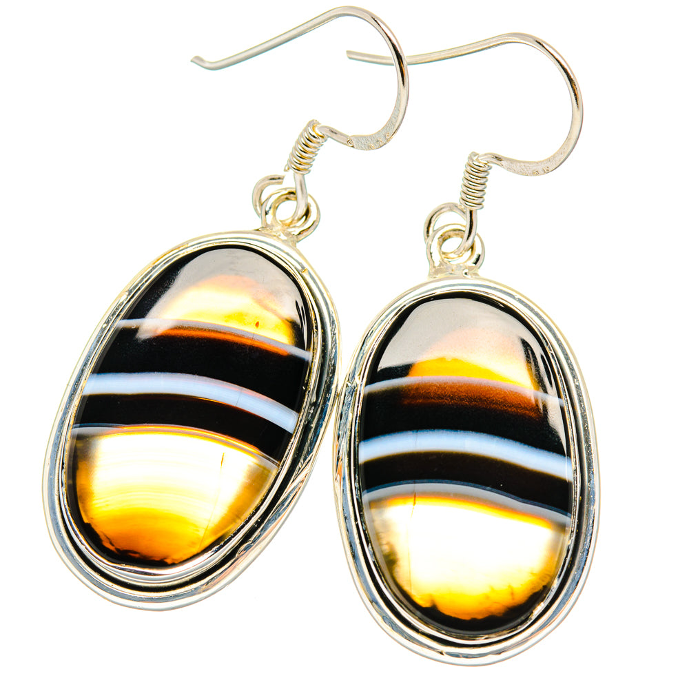 Black Banded Agate Earrings handcrafted by Anasilvercos - EARR428327 - Photo 2
