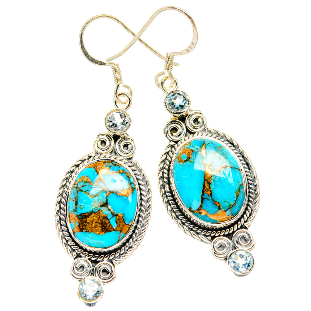 Blue Copper Composite Turquoise Earrings handcrafted by Anasilvercos - EARR428335 - Photo 2