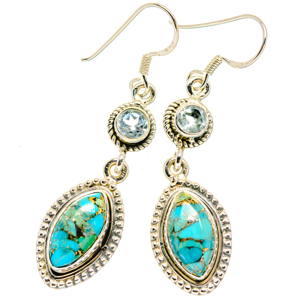 Blue Copper Composite Turquoise Earrings handcrafted by Anasilvercos - EARR428351 - Photo 2