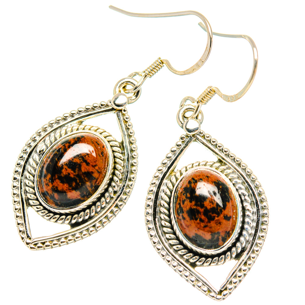 Mahogany Obsidian Earrings handcrafted by Anasilvercos - EARR428352 - Photo 2