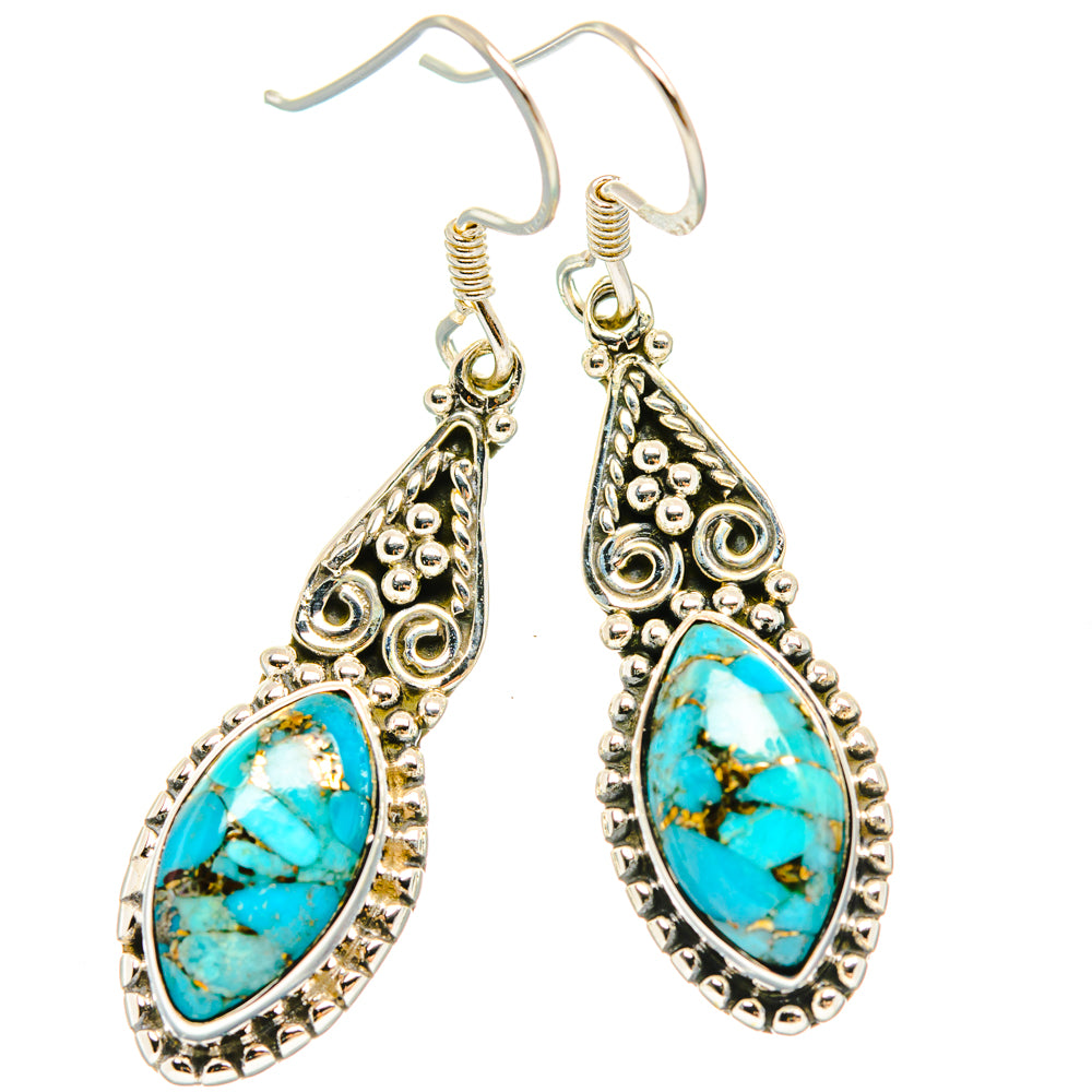 Blue Copper Composite Turquoise Earrings handcrafted by Anasilvercos - EARR428371 - Photo 2