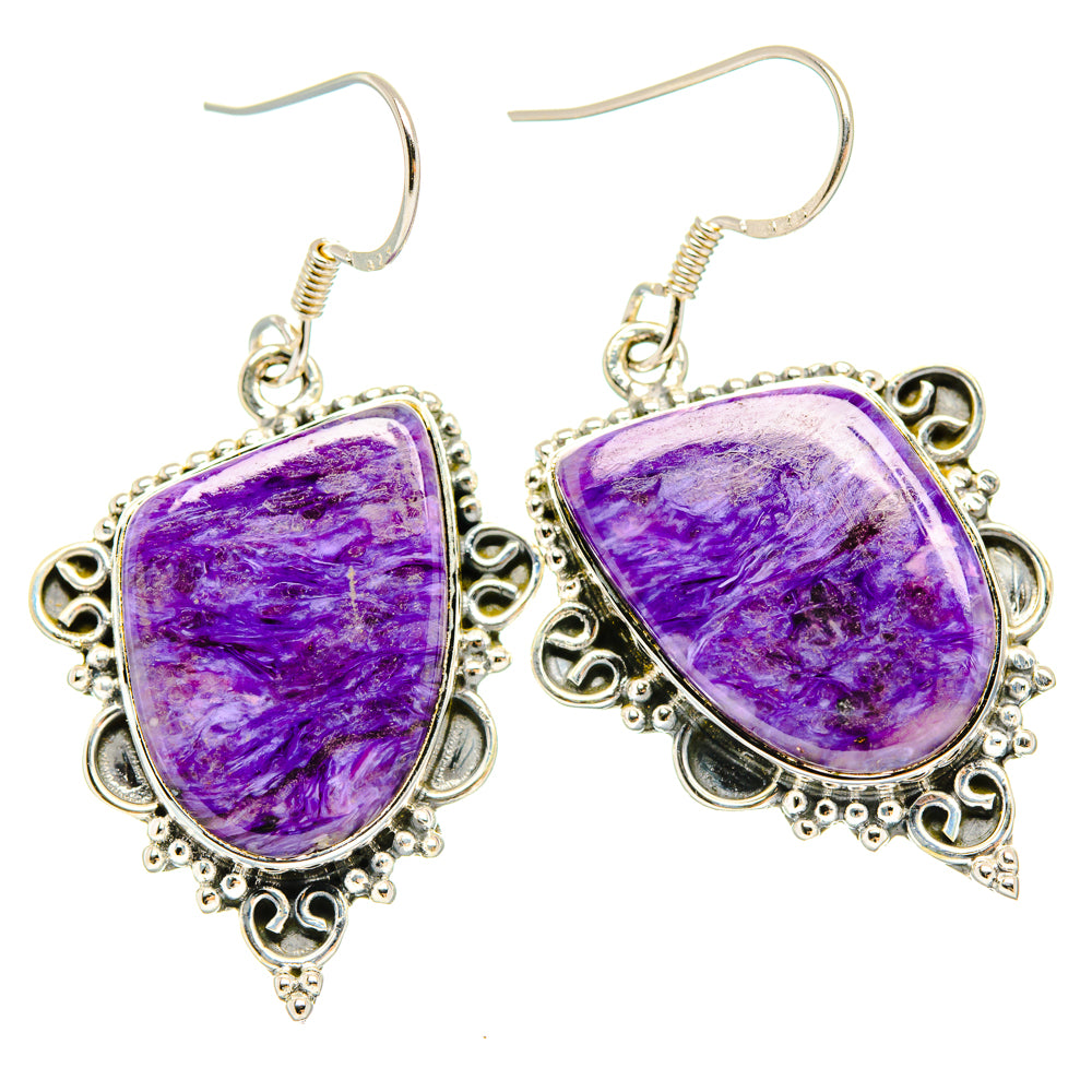 Charoite Earrings handcrafted by Anasilvercos - EARR428374 - Photo 2