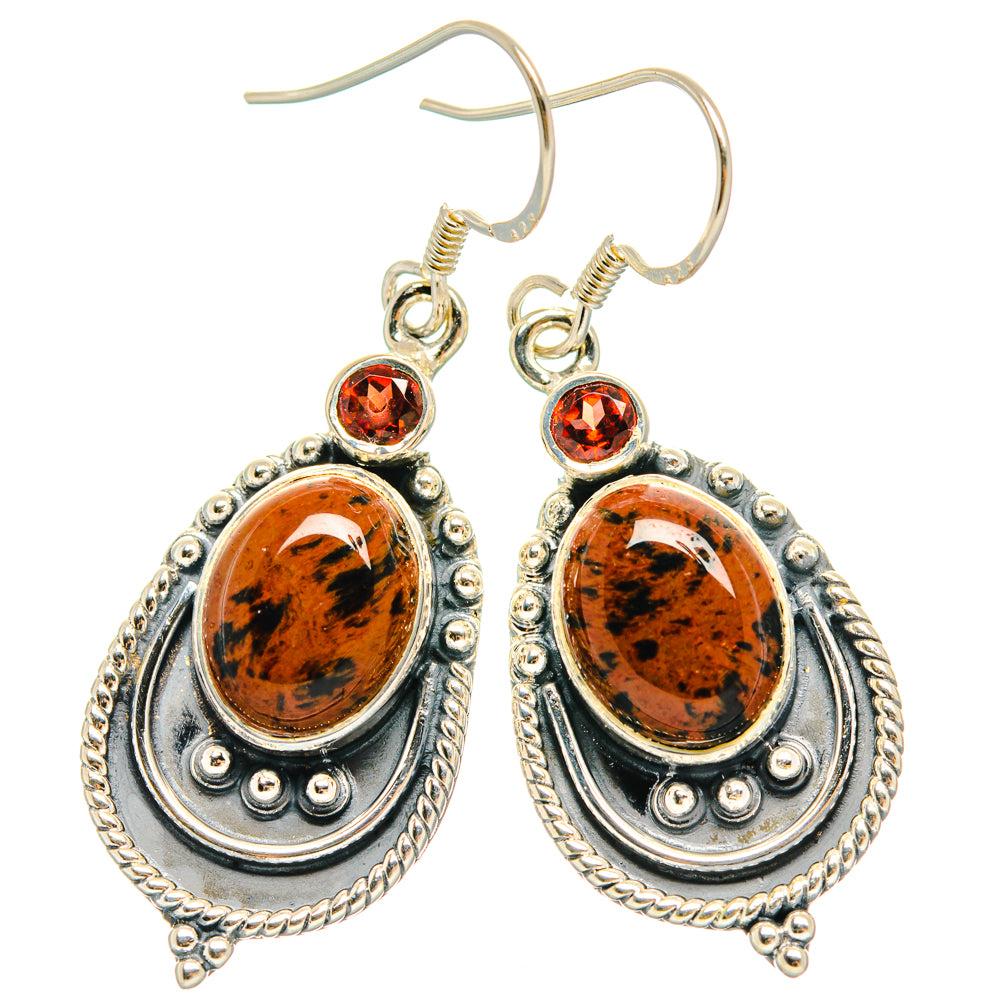Mahogany Obsidian Earrings handcrafted by Anasilvercos - EARR428377 - Photo 2