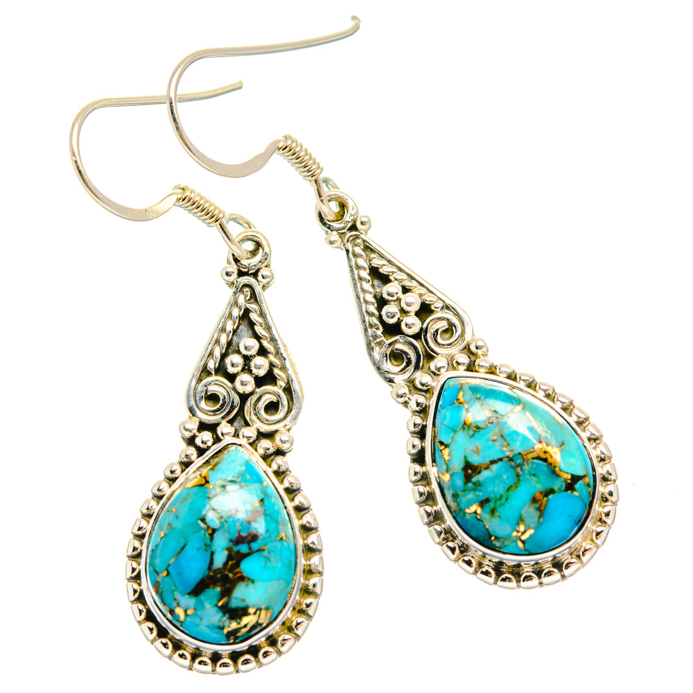 Blue Copper Composite Turquoise Earrings handcrafted by Anasilvercos - EARR428379 - Photo 2