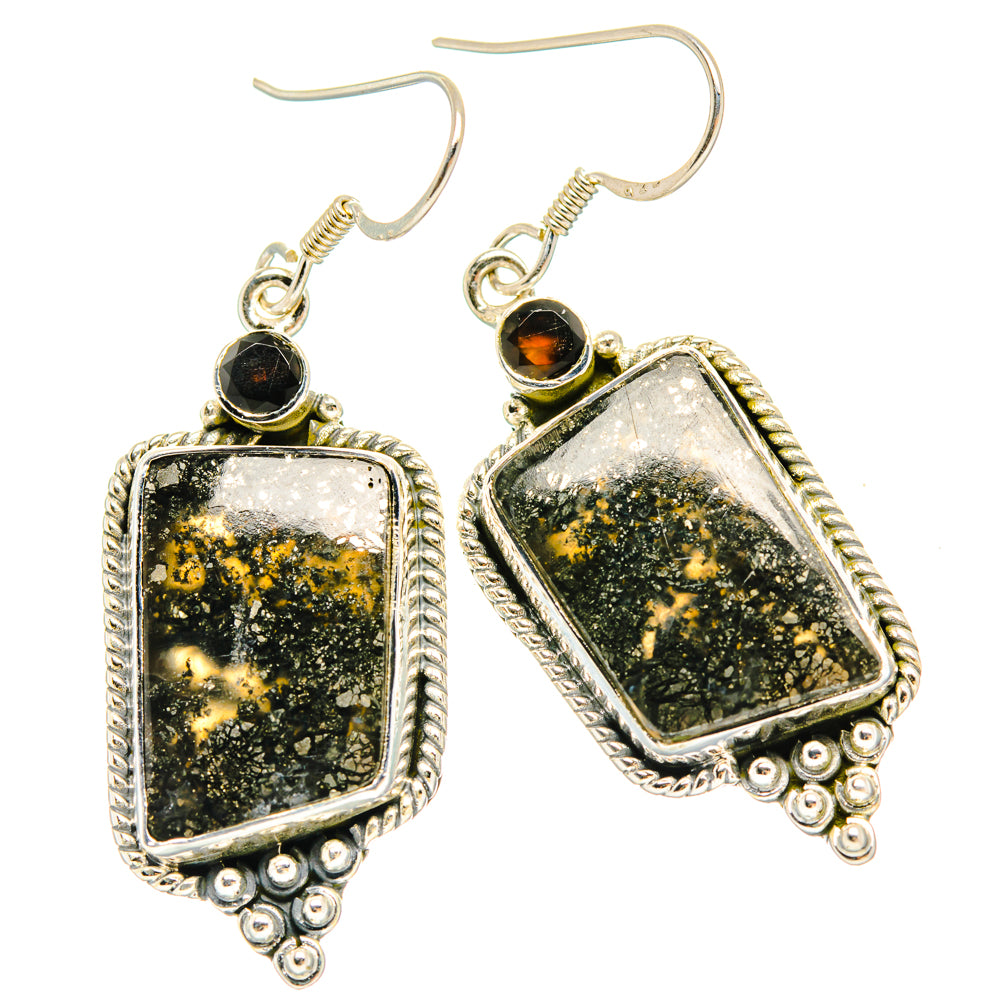 Pyrite Agate Earrings handcrafted by Anasilvercos - EARR428390 - Photo 2