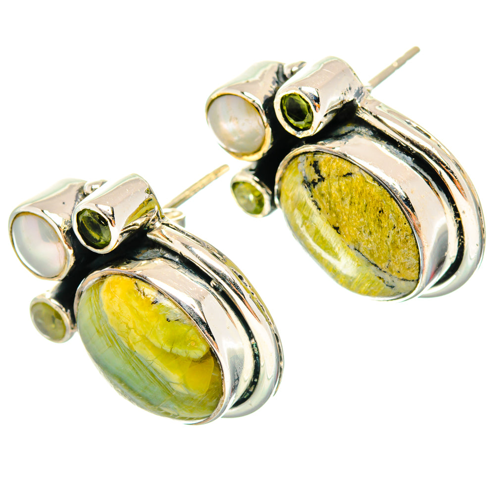African Green Opal Earrings handcrafted by Anasilvercos - EARR428427 - Photo 2