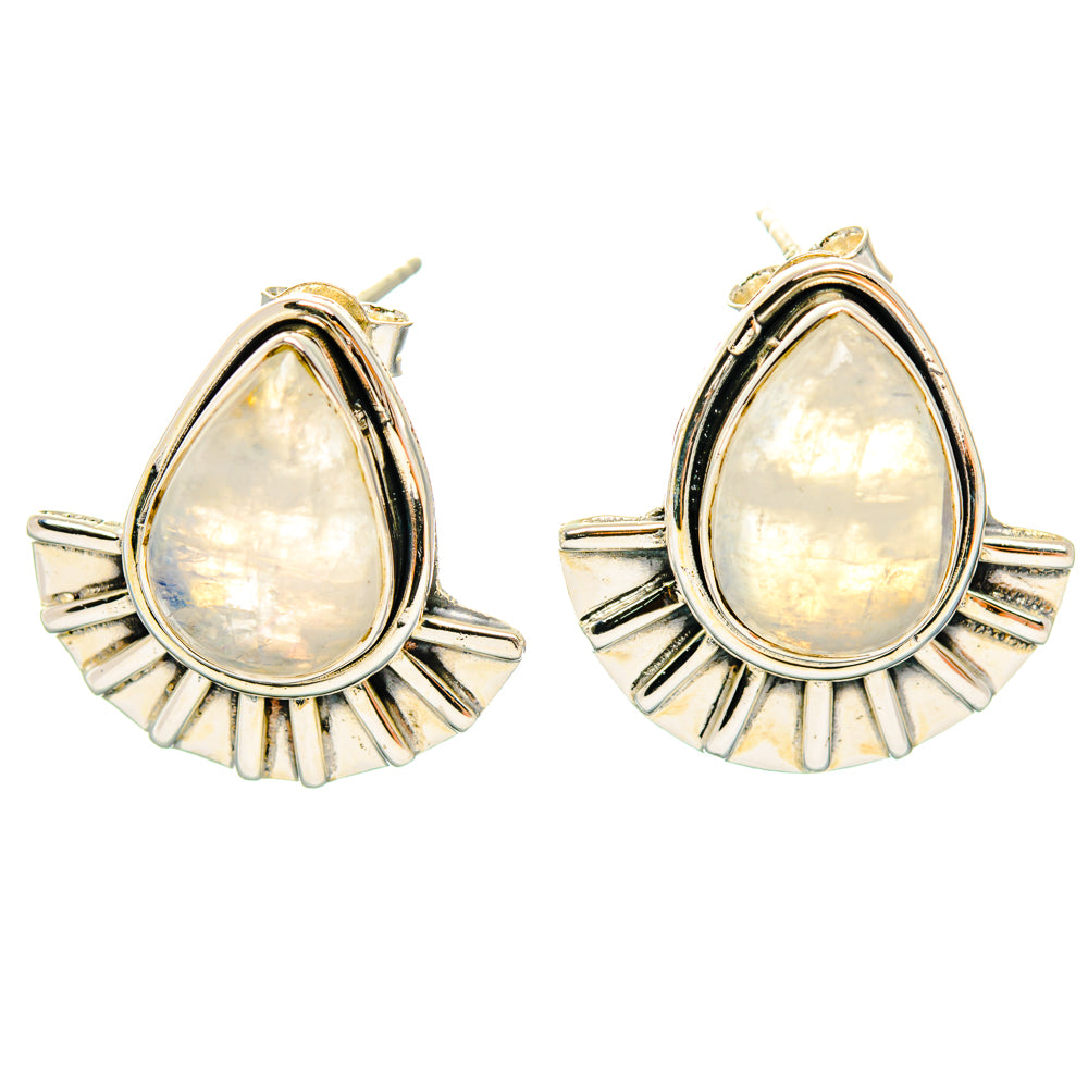 Rainbow Moonstone Earrings handcrafted by Anasilvercos - EARR428433 - Photo 2