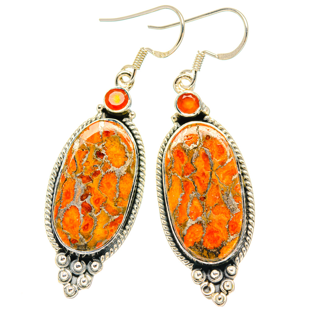 Orange Copper Composite Turquoise Earrings handcrafted by Anasilvercos - EARR428434 - Photo 2