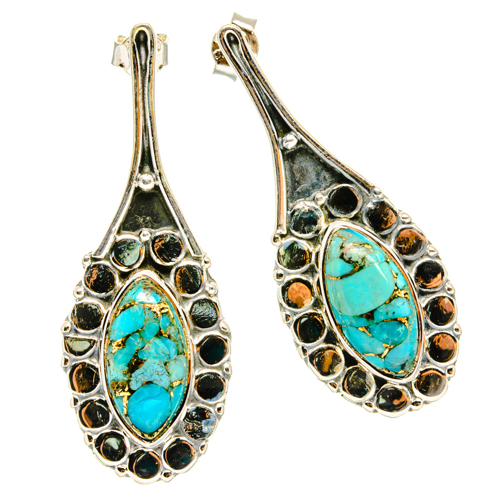 Blue Copper Composite Turquoise Earrings handcrafted by Anasilvercos - EARR428449 - Photo 2