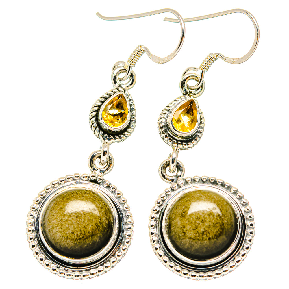Gold Sheen Obsidian Earrings handcrafted by Anasilvercos - EARR428455 - Photo 2