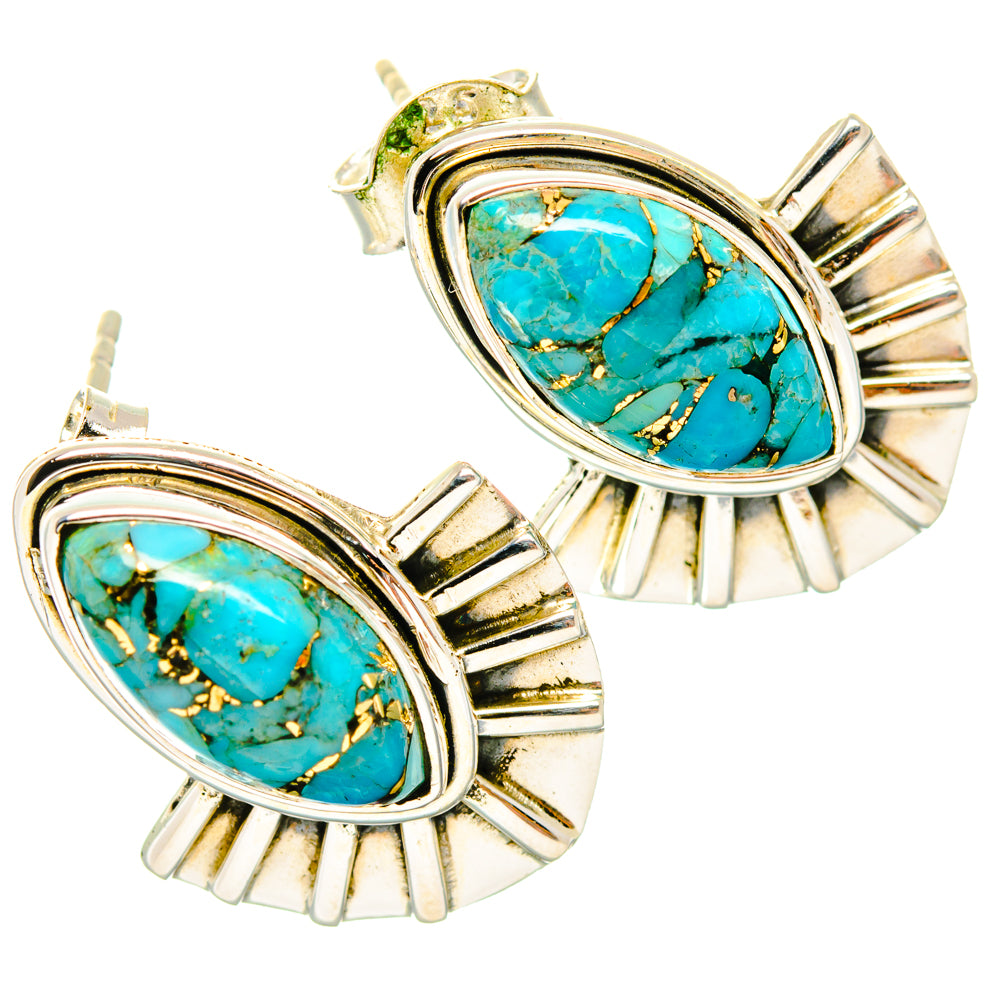 Blue Copper Composite Turquoise Earrings handcrafted by Anasilvercos - EARR428474 - Photo 2