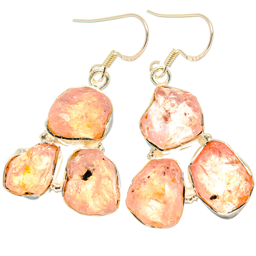 Rose Quartz Earrings handcrafted by Anasilvercos - EARR428493 - Photo 2