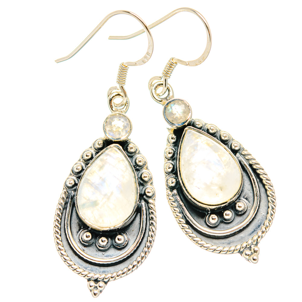 Rainbow Moonstone Earrings handcrafted by Anasilvercos - EARR428509 - Photo 2