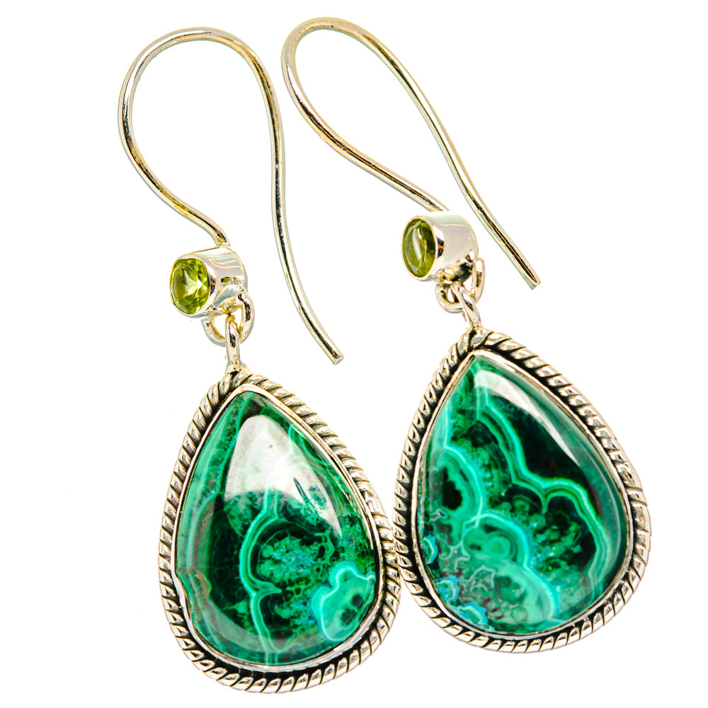 Malachite In Chrysocolla Earrings handcrafted by Anasilvercos - EARR428511 - Photo 2